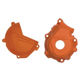 Комплект защита крышки сцепления + зажигания KTM SXF-XCF HUSQ FC250-350 '2016-22 Оранжевая