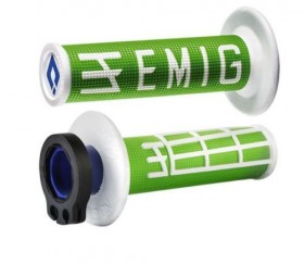 Грипсы на руль EMIG V2 lock-on зелено-белые (только 4т)