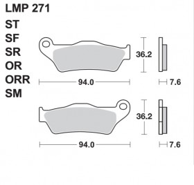 Колодки передние LMP271 OR SX125/SX250 '00-15/SX150 '08-15/SX-F350 '11-16/SX-F250/SX-F450 '03-16 / hsq125-450 '14-16