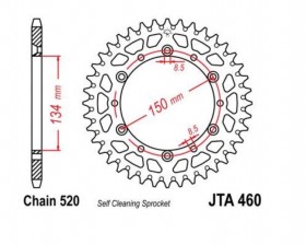 Задняя звезда (алюминий) KX125\250 00-05, KX250\450F 05-23, RMZ250 04-06 Серебро